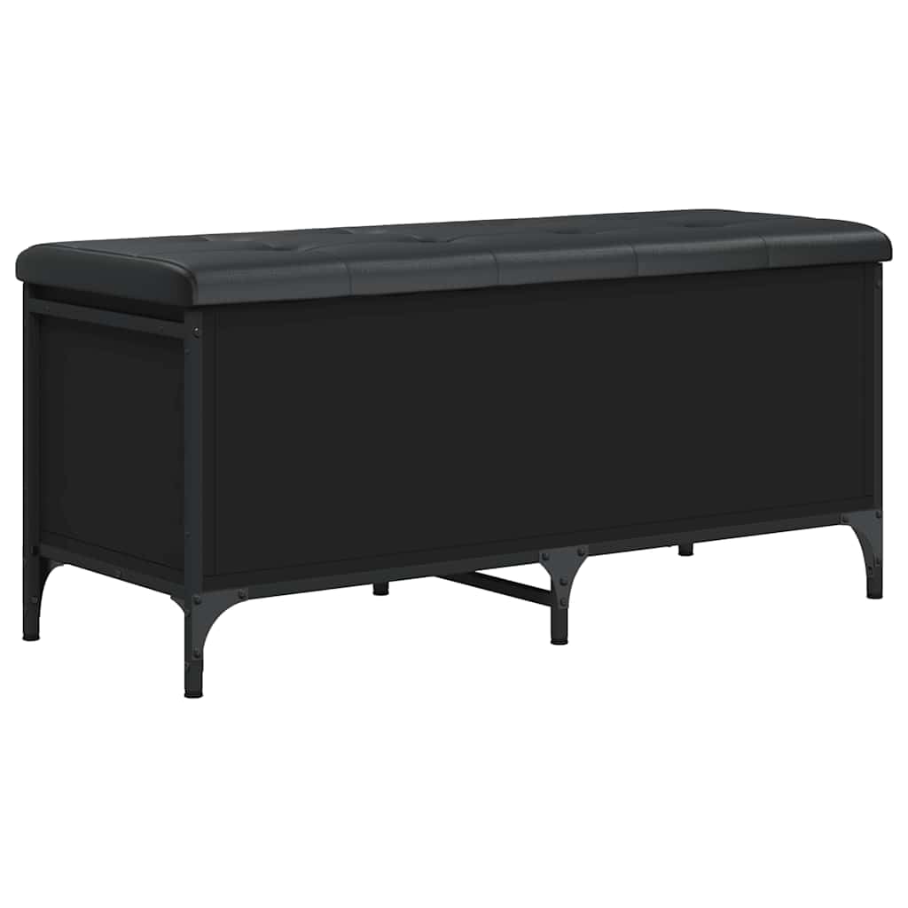 Banco con espacio de almacenamiento negro de 102 cm y cojín