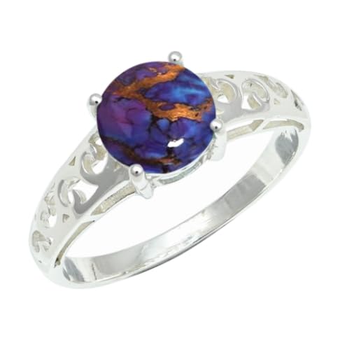 Bague turquoise violette et argent pour sublimer vos tenues du quotidien taille 60