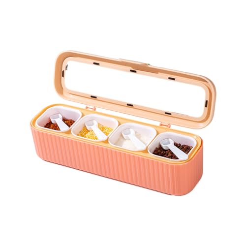 AMSLSIU Nordischer Gewürzkasten für die Küche, Gewürz und Gewürzaufbewahrung, Gewürzkasten, Aufbewahrung, komplettes Set aus ABS, Rosa