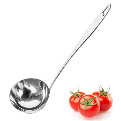 Cucharón de Sopa de Acero Inoxidable, Cuchara Sopera, Cacillo Acero Inoxidable para Servir Sopas y Guisos, Cucharón Grande para Hotel, Hogar, Restaurante, Cocina