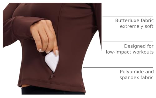 Image of CRZ YOGA Butterluxe Half Zip Crop Top | Workout, Extremely Soft, Slim Fit, Thumbholes, Side Pocket, Long Sleeve Shirts for Women