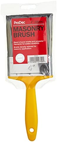 ProDec PR4GY Flat Masonry Paint Brush for Rapid Application of Smooth and Textured Masonry Paints on Outdoor Walls, Brick, Breeze Block, Render, Pebbledash and Other Rough Surfaces, 4" 100mm,Yellow