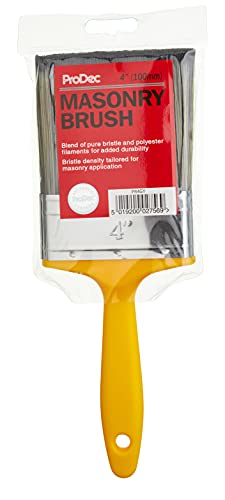 ProDec 4 inch Flat Masonry Paint Brush for Rapid Application of Smooth and Textured Masonry Paints on Outdoor Walls, Brick, Breeze Block, Render, Pebbledash and Other Rough Surfaces, 4" 100mm