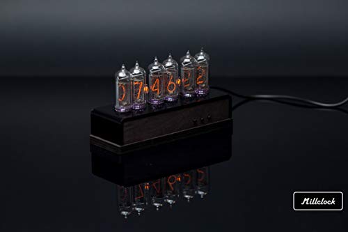 Millclock In-14 Nixie Tube Clock Assembled With Acrylic And Wood Enclosure Adapter 6-Tubes #TOP2