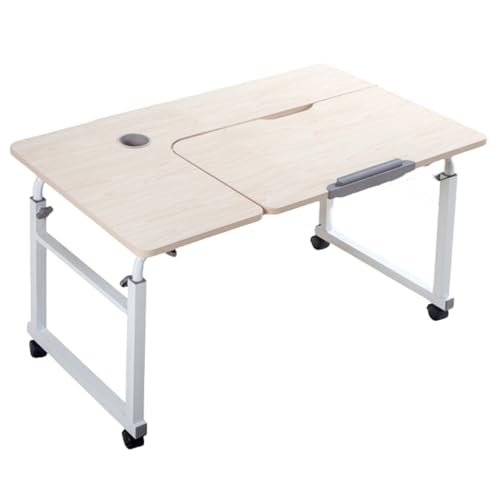 Table de lit réglable à roulettes - Bureau Mobile pour Ordinateur Portable, Plateau inclinable pour Une Utilisation Confortable au lit ou à l'hôpital