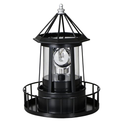 Phare solaire rotatif noir pour décoration de patio et ambiance de jardin