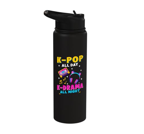 K-Pop All Day, K-Drama All Night Stainless Steel Insulated Water Bottle
