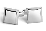 Krysaliis Sterling Engravable Beveled Edge Cufflink Luxury Men's Cuff Links With Elegant Gift Box | Crafted With .925 Sterling Silver | Suitable for All Occasions