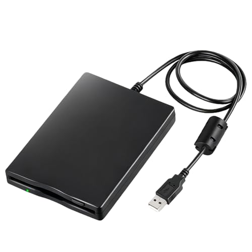 Leikurvo Unità floppy esterna USB portatile FDD 1,44 MB 3,5 pollici, Slimline Floppy Disk Drive esterno lettore di schede per computer esterno rimovibile compatibile con PC e MAC, Plug and Play, nero
