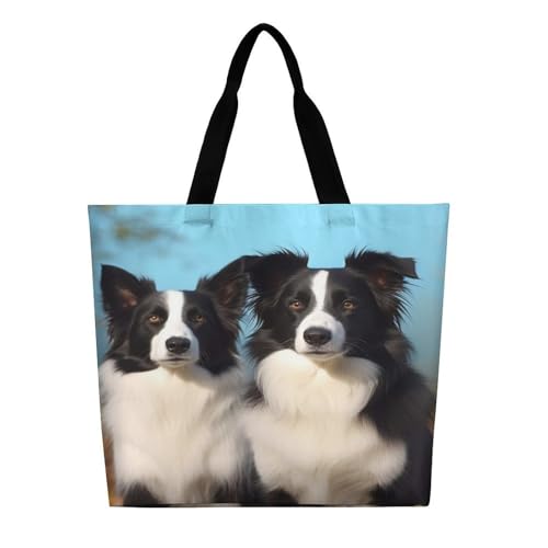 Women's Multi-Functional Shopping Bag,Border Collie Printing Messenger Bag Shoulder Bag for Travel, Work, Shopping & Parties with Inner Pocket, Grocery Bag Lightweight & Water-Resistant3