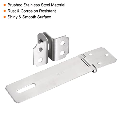 Image of MECCANIXITY 6 Inch Stainless Steel Thick Door Latch Hasp Lock Heavy Padlock Clasp with Screws for Cabinet Closet Gate, Silver