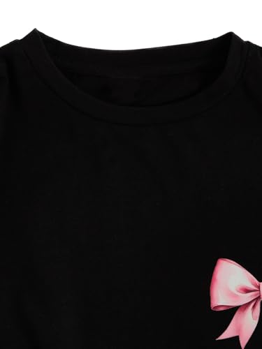 Image of Verdusa Girl's Graphic Tees Cute Bow Cherry Print Short Sleeve T Shirts Oversized Tee Tops