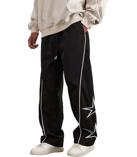 INVACHI Men's Y2K Star Pants Wide Leg Baggy Pants for Men Casual Jogger Sweatpants Men