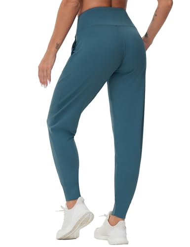 THE GYM PEOPLE Womens Joggers Pants with Pockets Athletic Leggings Tapered Lounge Pants for Workout, Yoga, Running, Training Green Blue — view 4