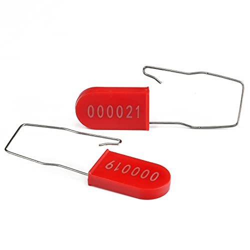Image of 100PCS Plastic Padlock Security Seals Metal Wire Padlocks Electric Meter Seal Disposable Anti-Tamper Lock Numbered Anti Tamper Tag Hasps Red (Pack of 2)