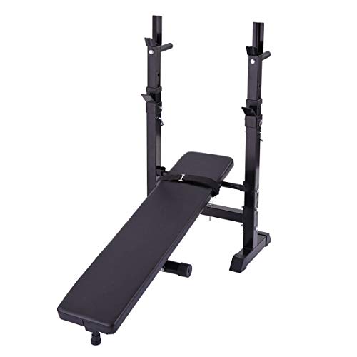 Sardoxx Adjustable Folding Fitness Barbell Rack & Weight Bench Set With Tilt Adjustment Function, Full Body Strength Training, For Home Gym Black #TOP6