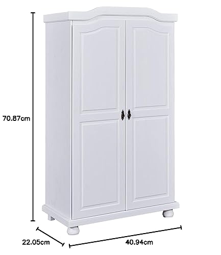 Armario de pino macizo barnizado en blanco de diseño nórdico Hedda 4
