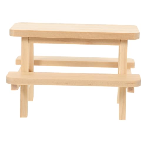 TOYANDONA Miniature Picnic Table Model Wooden Dollhouse Furniture for Decorations