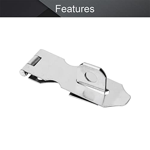 Image of MroMax Hasp Staple Padlock Latch,73.5mm Length,Stainless Steel Furniture Cupboard Door Stainless Steel Silver Tone 1Pcs