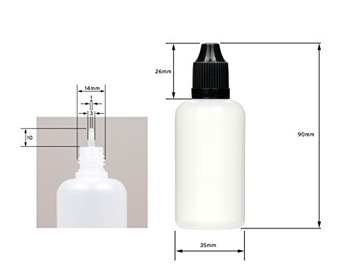 10 x 50 ml Liquidflaschen mit Trichter + Messbecher + Etiketten, z.B. für E-Liquids + E-Zigaretten, LDPE Plastikflaschen… – Bild 7