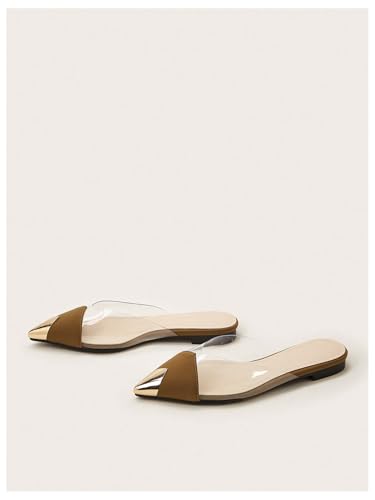 OYOANGLE Women's Metallic Transparent PVC Pointed Toe Flat Shoes Slip On Casual Outdoor Flat Mules4
