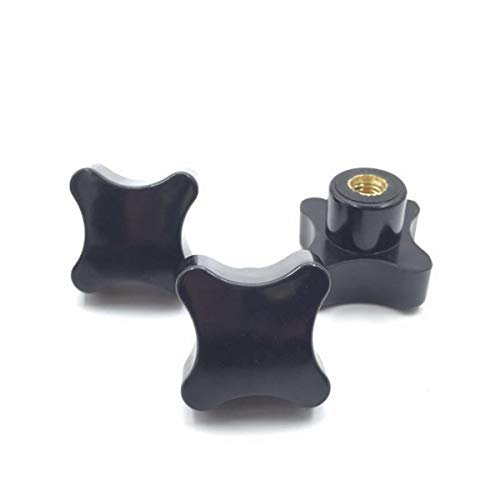Four Star 4-Lobe Cross Head Bakelite Knob with M6 M8 M10 Female Thread Insert（M6x25(2pcs)）