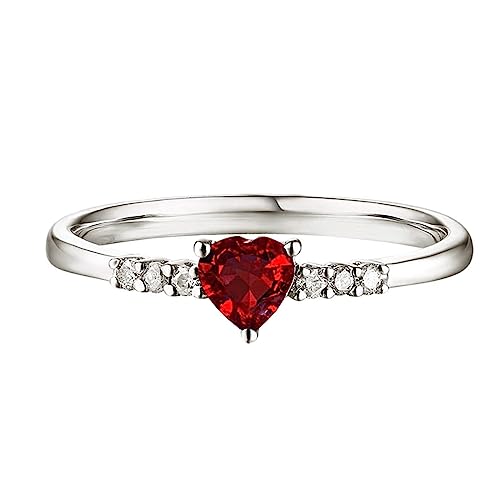 Bague fiancaille femme argent et cœur rouge, scellez votre promesse avec une alliance unique