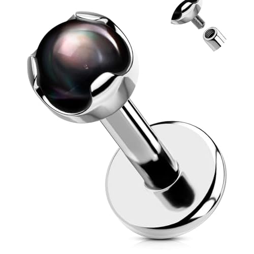 OUFER Helix Piercing Jewelry, G23 Solid Titanium Flat Back Earring Studs 16G Internally Threaded Dainty Helix Cartilage Tragus Piercing for Women Men Black 16g 6mm