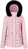 BodiLove Women's Fur Hooded Utility Jacket With Zipper and Flannel Lining Lilac L