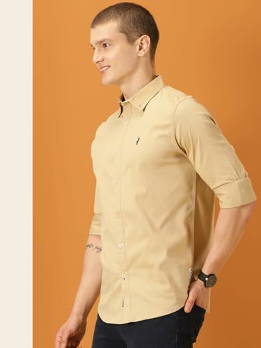Image of Thomas Scott Men's Cricket Club Collection Classic Regular Fit Twill Shirt | 100% Cotton Long Sleeve Solid Shirt with Button Down Collar (Available in Plus Size)