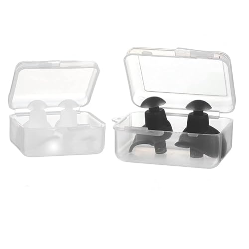 Image of Silicone Earplugs for Swimming Bathing and Sleeping, Professional Noise Reduction Reusable Silicone Swim Earplugs for Adult Swimmers Children Diving (2 Pair) (Black White)