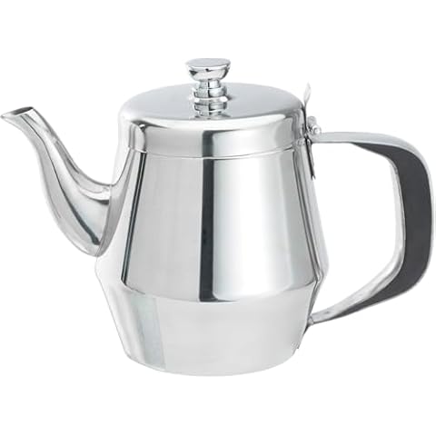 FONTEME Stainless Steel Gooseneck Tea Pot | Vented Hinged Lid | 32 Fluid Ounces Capacity | Silver [1PK] Cover