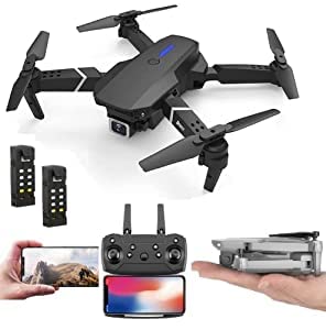 PUMMY Fashion Drone with 480P 4K Camera Live Video,WiFi FPV Drone for Adults with 4K HD 120 Wide Angle Camera 1200 Mah Long Flight time Auto Hover Fold able RC Drone Quad-Copter Black