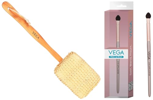 Image of VEGA Sisal Sponge Bath Brush Eye Applicator Makeup Brush with Soft Sponge for Smoky Eyes, Eye Blender Brush, Rose Gold, 159mm