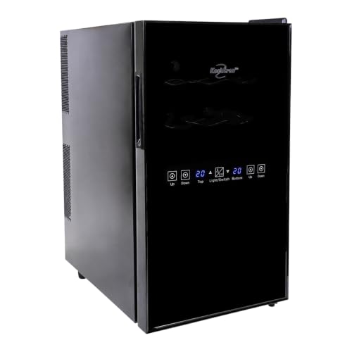Image of Koolatron 18 Bottle Dual Zone Wine Cooler, Black Thermoelectric Wine Fridge, 1.7 cu. ft (48L), Freestanding Wine Cellar, Red, White, Sparkling Wine Storage for Home Bar, Kitchen, Apartment, Condo