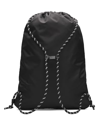 Under Armour Unisex Hustle Sackpack, Mochila deportiva impermeable para actividades deportivas y al aire libre, Bolsa de gimnasio con práctico bolsillo frontalBlack/Black/White,OSFM - imagen 3