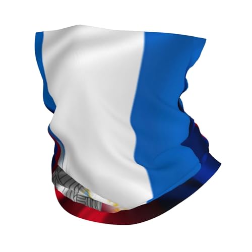 Bandera Mitad Nicaragüense Mitad Camboyana Polainas De Cuello Elástico Calentador De Cuello Impreso Pasamontañas para Senderismo Caza Adulto 26X30CM