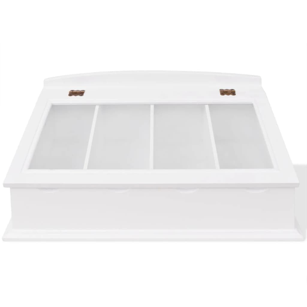 Szuflada na sztućce MDF w stylu barokowym, ze szklaną pokrywką, 47 x 27 x 21,5 cm, 4 duże przegródki, pojemnik na sztućce i pudełko na biżuterię, organizer kuchenny na noże, widelce, łyżeczkę
