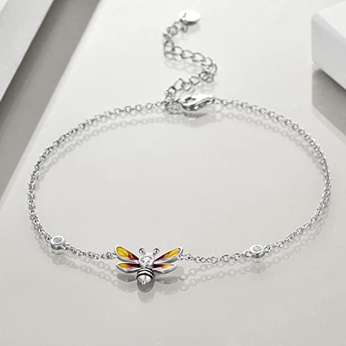 Image of YAFEINI Anklet Bracelets for Women Girls Sterling Silver Hummingbird /Dragonfly /Butterfly Link Chain Anklets Jewelry Gifts