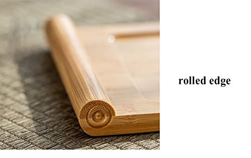 Image of Bamboo Serving Tea Tray Book Scroll Japanese-Style Kung Fu Tea Table Rectangular Tea Accessories (M)