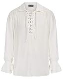 Men's Halloween Costumes Lace up Viking Mercenary Westley Shirt Ivory L