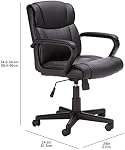 Amazon Basics Classic Faux Leather-Padded Mid-Back Office Desk Chair with Armrest - Black