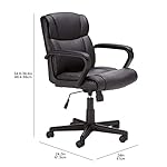Amazon Basics Office Computer Task Desk Chair with Padded Armrests, Mid-Back, Adjustable, 360 Swivel, Rolling, 275 Pound Capacity, 24.2"D x 24"W x 34.8"H, Black Faux Leather - Image 3