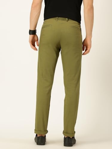 Image of Thomas Scott Men's | Solid | Breathable Fabric | 4 Pockets | Casual | Mid Rise | Regular Fit | Cotton Linen | Button Clouser | Chino Trouser | Pants