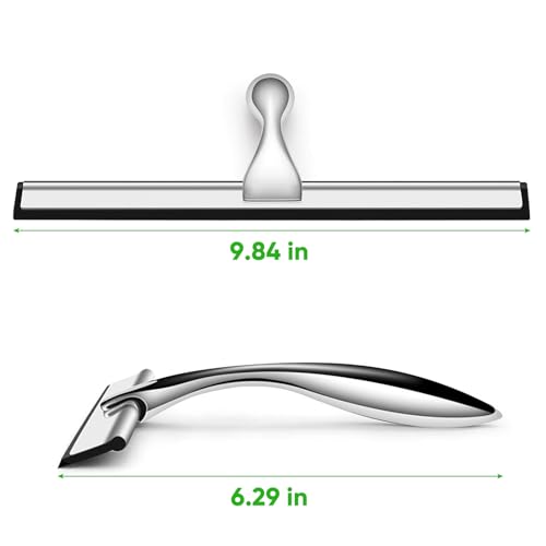 Image of All-Purpose Shower Squeegee for Shower Glass Door, Stainless Steel Shower Squeegee, Bathroom Cleaner Tool, 10 Inch