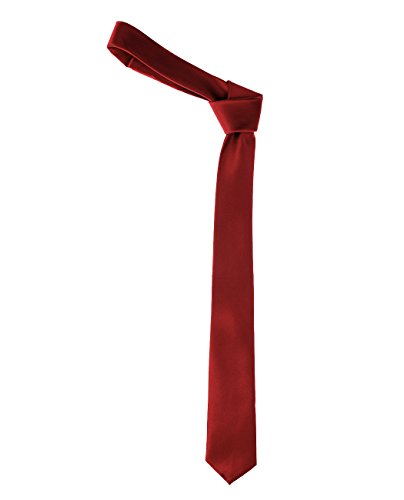 NYFASHION101 Men's Solid Color 2" Skinny Tie, Crimson