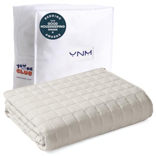 Image of YnM King Size Weighted Blanket for Adults (88x104 Inches, 40 Pounds, Khaki), Exclusive Smallest Compartments with Glass Beads, Heavy Bed Blanket for Two Persons of 240~390lbs on Queen or King Bed