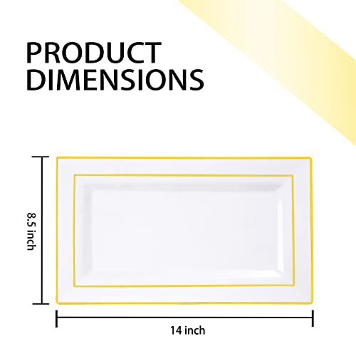 Supernal 6Pcs Gold Plastic Serving Trays, Gold Serving Platters,Serving Trays For Party,8.5X14 Inches Cupcake Platters And Trays Perfect For Serving Appetizers, Snacks, And Desserts #TOP1