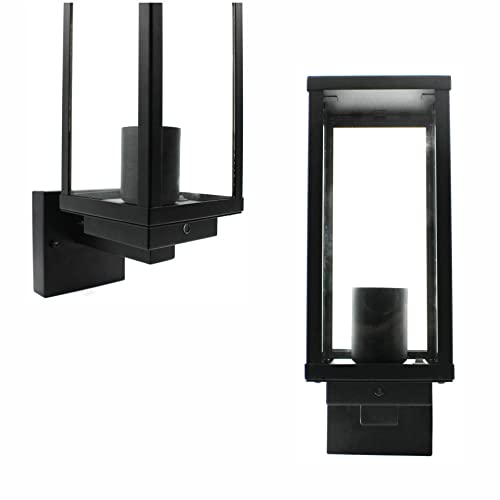 sanlumia Photocell Dusk to Dawn Outdoor Wall Security Lantern Light, Black Die-cast Aluminum Sturdy Glass, IP44 Weatherproof - Image 4