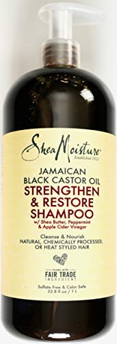 Shea Moisture Jamaican Black Castor Oil | Strengthen & Restore Shampoo Shea Butter, Peppermint and Apple Cider Vinegar Sulfate Free and Color Safe - 33.8 oz